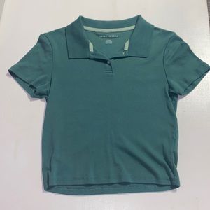 American Eagle Green Collared Baby Tee